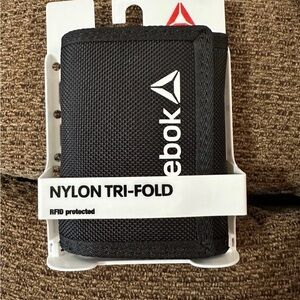 Reebok Black Nylon Tri-Fold Wallet with RFID